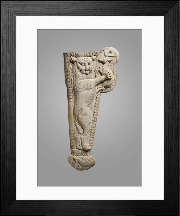 Framed Print : Sheath for an akinakes with a lion grasping a deer, 5th-4th century BC. Creator: Central Asian Art Framed Print : Sheath for an akinakes with a lion grasping a deer, 5th-4th century BC. Creator: Central Asian Art