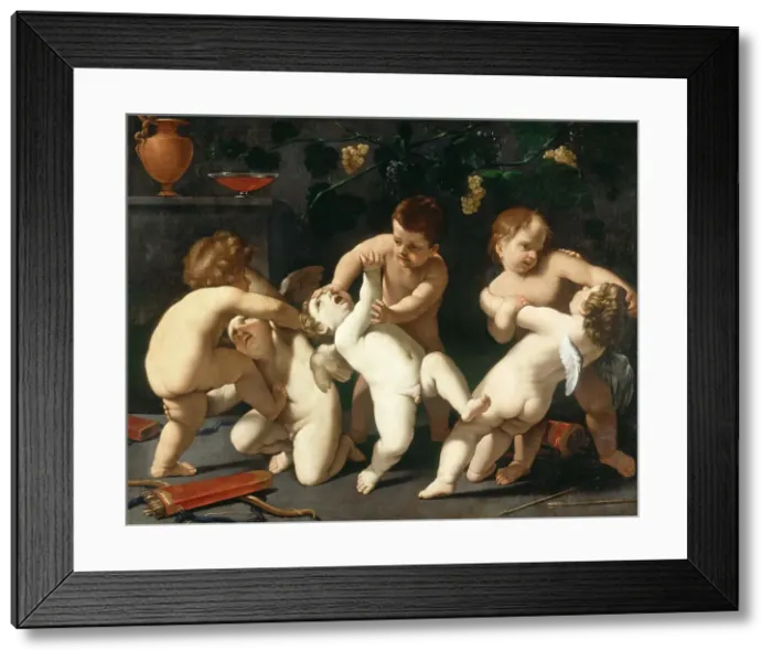 Framed Print : Putti Fighting. Creator: Reni, Guido (1575-1642) Framed Print : Putti Fighting. Creator: Reni, Guido (1575-1642)