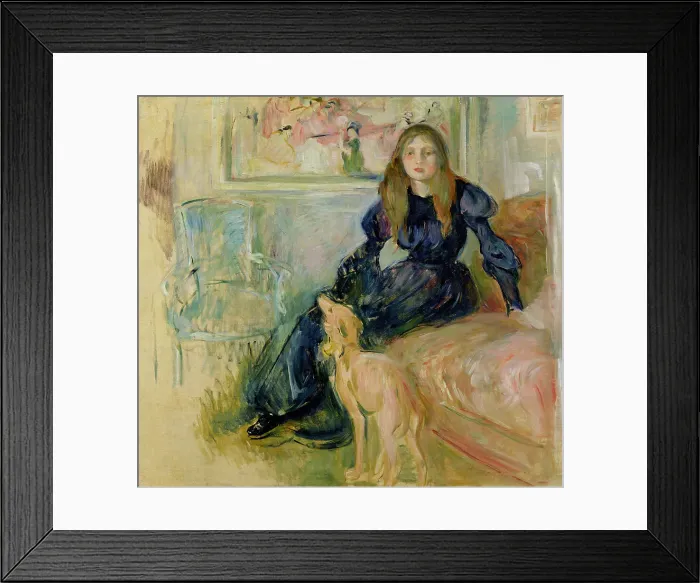 Framed Print : Jeune fille au lévrier ou Julie Manet et sa levrette Laerte, 1893. Creator: Morisot, Berthe (1841-1895) Framed Print : Jeune fille au lévrier ou Julie Manet et sa levrette Laerte, 1893. Creator: Morisot, Berthe (1841-1895)