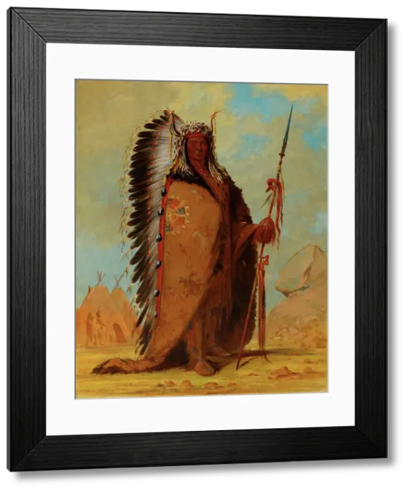 Framed Print : Ee-áh-sá-pa, Black Rock, a Two Kettle Chief of the Sioux tribe, 1845. Creator: Catlin, George (1796-1872) Framed Print : Ee-áh-sá-pa, Black Rock, a Two Kettle Chief of the Sioux tribe, 1845. Creator: Catlin, George (1796-1872)