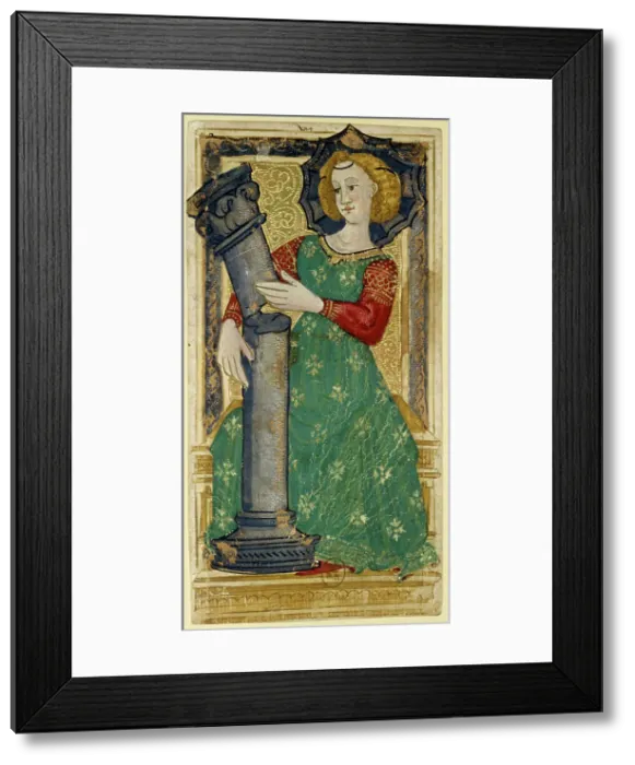 Framed Print : Strength. Charles VI Tarot, ca 1460. Creator: Apollonio di Giovanni di Tommaso (ca. 1415-1465) Framed Print : Strength. Charles VI Tarot, ca 1460. Creator: Apollonio di Giovanni di Tommaso (ca. 1415-1465)