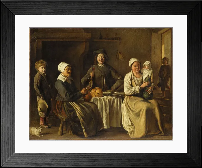 Framed Print : La famille heureuse, ou Le retour du baptême (The happy family, or The return from baptism), 1642. Creator: Le Nain, Louis (1593-1648) Framed Print : La famille heureuse, ou Le retour du baptême (The happy family, or The return from baptism), 1642. Creator: Le Nain, Louis (1593-1648)