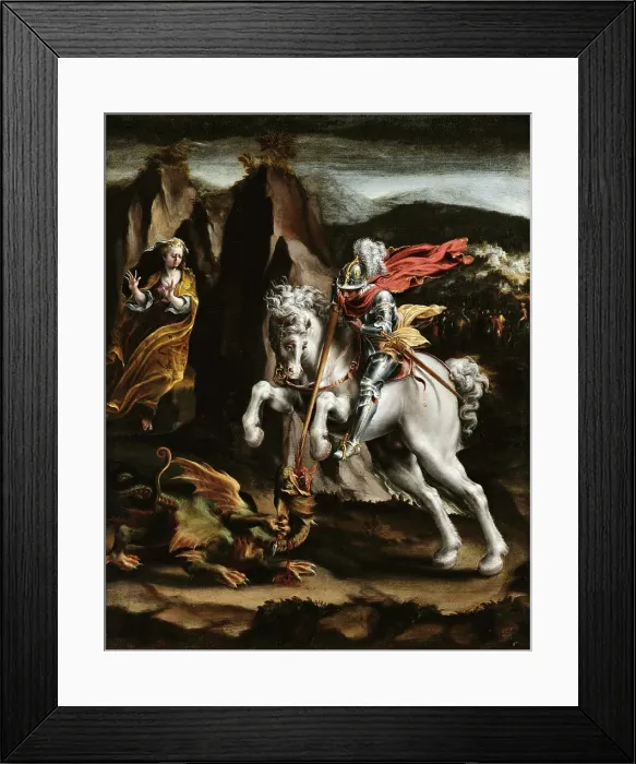 Framed Print : Saint George and the Dragon, c. 1550. Creator: Orsi, Lelio (1511-1587) Framed Print : Saint George and the Dragon, c. 1550. Creator: Orsi, Lelio (1511-1587)