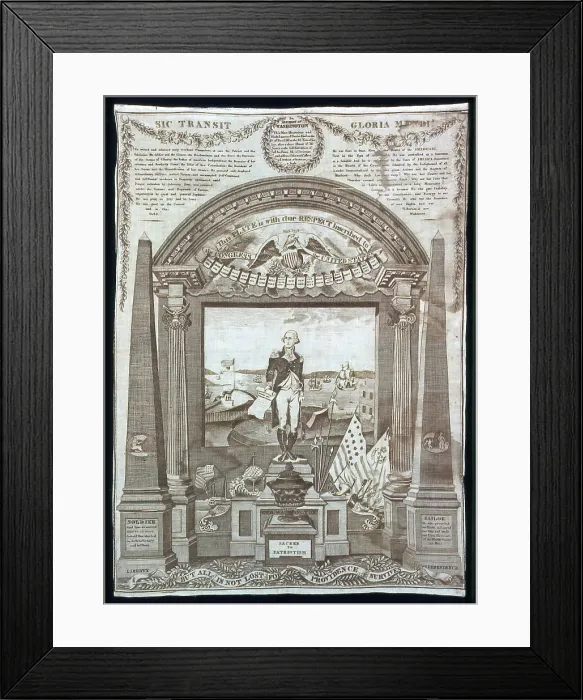 Framed Print : George Washington at the Altar of Liberty (Handkerchief), Glasgow, 1819. Creator: Charles Gray Framed Print : George Washington at the Altar of Liberty (Handkerchief), Glasgow, 1819. Creator: Charles Gray