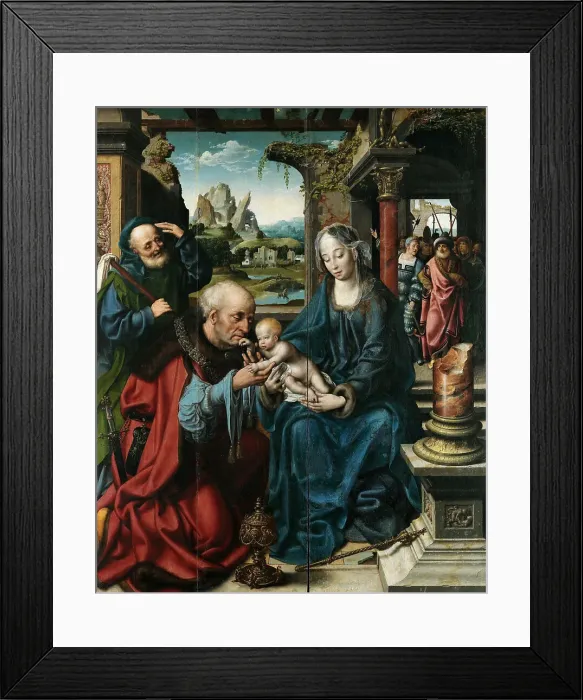 Framed Print : The Adoration of the Magi (Triptych, Central panel), ca 1515. Creator: Cleve, Joos van (ca. 1485-1540) Framed Print : The Adoration of the Magi (Triptych, Central panel), ca 1515. Creator: Cleve, Joos van (ca. 1485-1540)