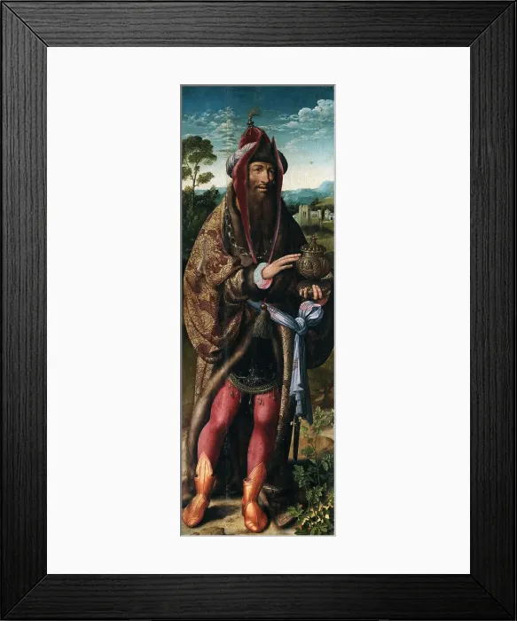 Framed Print : The Adoration of the Magi (Triptych, left panel), ca 1515. Creator: Cleve, Joos van (ca. 1485-1540) Framed Print : The Adoration of the Magi (Triptych, left panel), ca 1515. Creator: Cleve, Joos van (ca. 1485-1540)