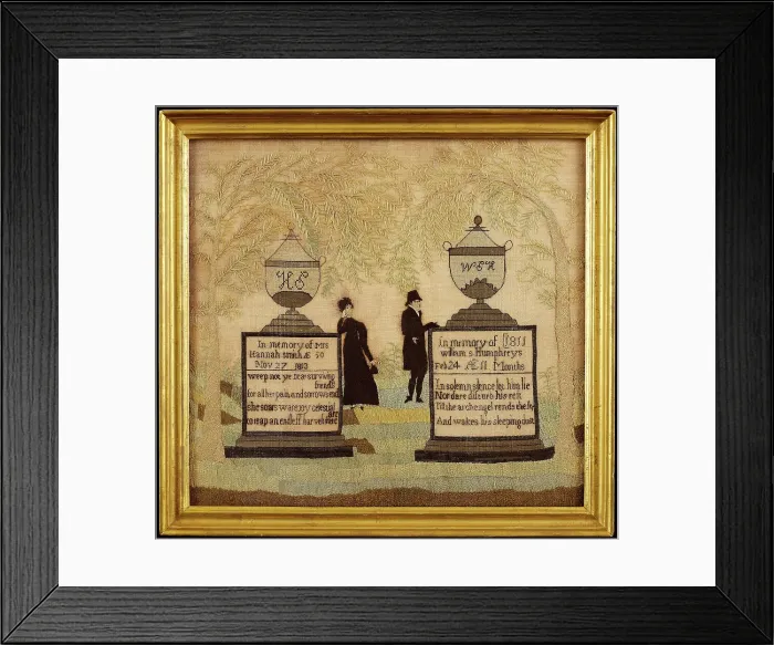 Framed Print : Mourning Sampler, Massachusetts, c. 1815. Creator: Unknown Framed Print : Mourning Sampler, Massachusetts, c. 1815. Creator: Unknown