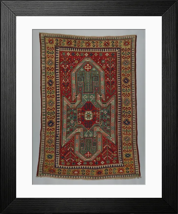 Framed Print : Sewan Kazak Rug, Caucasus, c. 1875. Creator: Unknown Framed Print : Sewan Kazak Rug, Caucasus, c. 1875. Creator: Unknown
