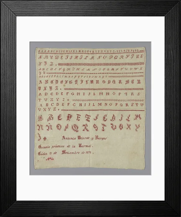 Framed Print : Sampler, Spain, 1878. Creator: Unknown Framed Print : Sampler, Spain, 1878. Creator: Unknown