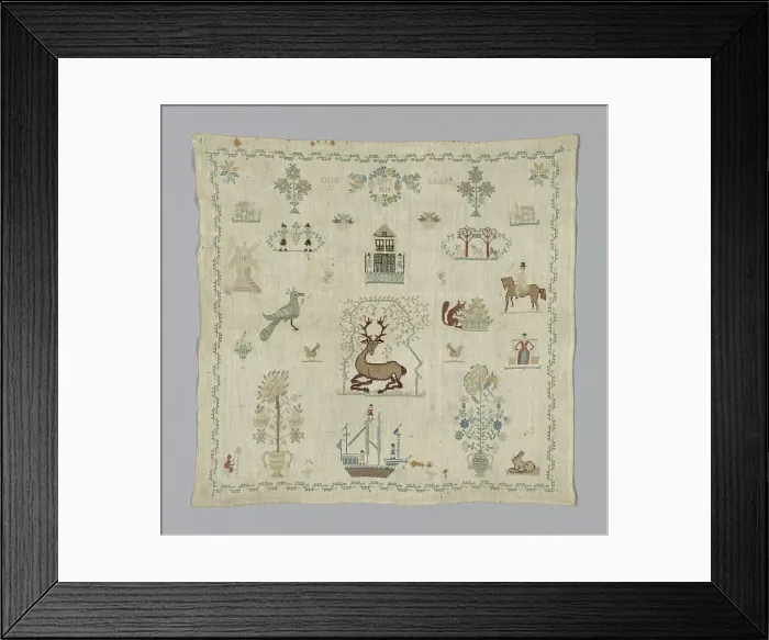 Framed Print : Sampler, Denmark, 1814. Creator: Unknown Framed Print : Sampler, Denmark, 1814. Creator: Unknown