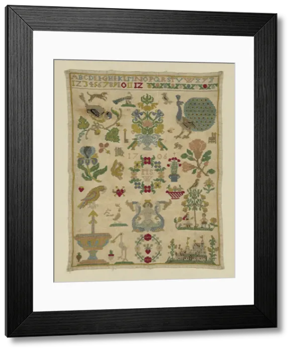 Framed Print : Sampler (copy), Germany, 19th century (copy). Creator: Unknown Framed Print : Sampler (copy), Germany, 19th century (copy). Creator: Unknown
