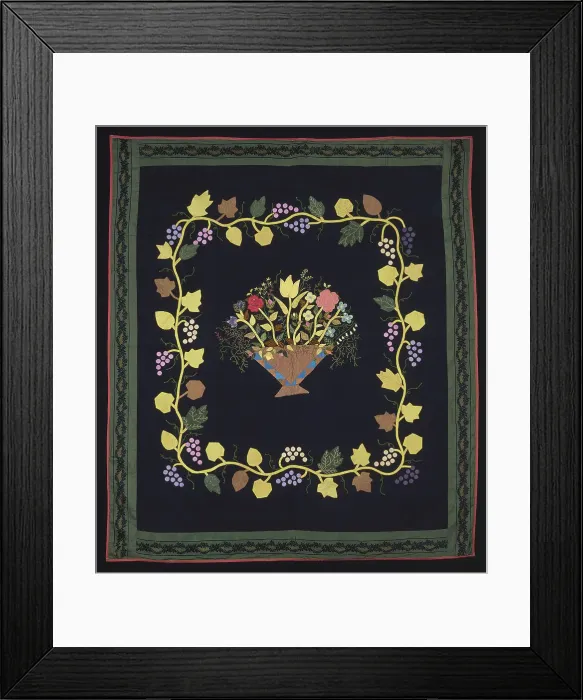 Framed Print : Bedcover (Basket of Flowers Quilt), Kentucky, c. 1860. Creator: Unknown Framed Print : Bedcover (Basket of Flowers Quilt), Kentucky, c. 1860. Creator: Unknown