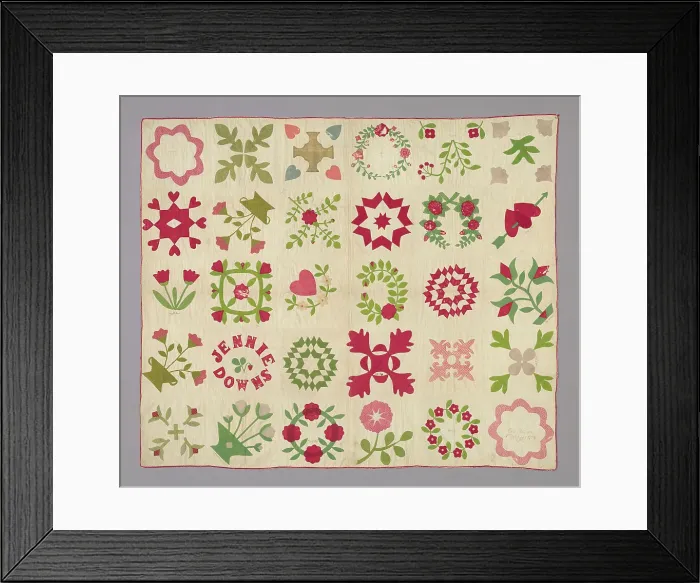 Framed Print : Bedcover (Bride's Album Quilt), United States, c. 1850 / 60. Creator: Fanny Lovejoy Framed Print : Bedcover (Bride's Album Quilt), United States, c. 1850 / 60. Creator: Fanny Lovejoy