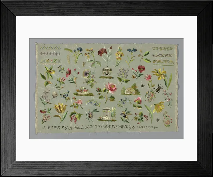 Framed Print : Sampler, Germany, 18th century. Creator: Unknown Framed Print : Sampler, Germany, 18th century. Creator: Unknown