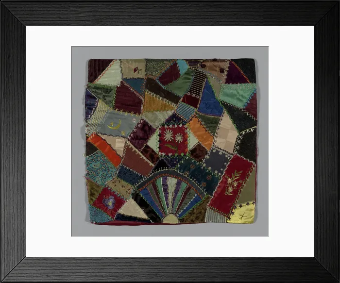 Framed Print : Fragment from Bedcover (Crazy Quilt Block), United States, c. 1884. Creator: Unknown Framed Print : Fragment from Bedcover (Crazy Quilt Block), United States, c. 1884. Creator: Unknown