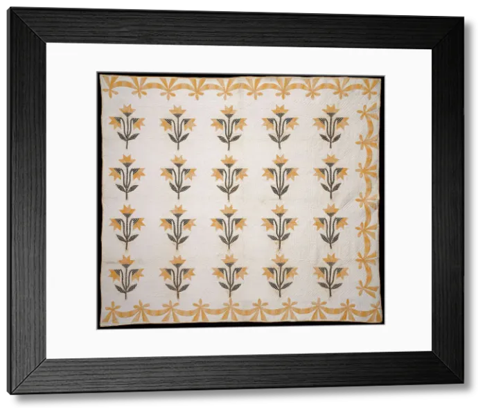 Framed Print : Bedcover (North Carolina Lily or Virginia Lily Quilt), United States, c.1840. Creator: Unknown Framed Print : Bedcover (North Carolina Lily or Virginia Lily Quilt), United States, c.1840. Creator: Unknown
