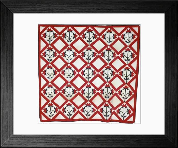 Framed Print : Bedcover (North Carolina Lily Quilt), United States, c. 1850. Creator: Unknown Framed Print : Bedcover (North Carolina Lily Quilt), United States, c. 1850. Creator: Unknown