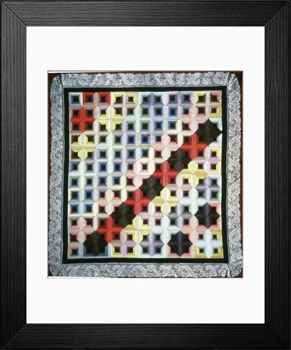 Framed Print : Bedcover (Log Cabin Quilt), United States, 1875 / 1900. Creator: Unknown Framed Print : Bedcover (Log Cabin Quilt), United States, 1875 / 1900. Creator: Unknown
