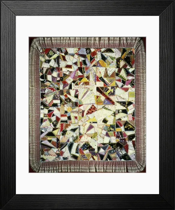 Framed Print : Bedcover (Crazy Quilt), United States, 1880 / 85. Creator: Unknown Framed Print : Bedcover (Crazy Quilt), United States, 1880 / 85. Creator: Unknown