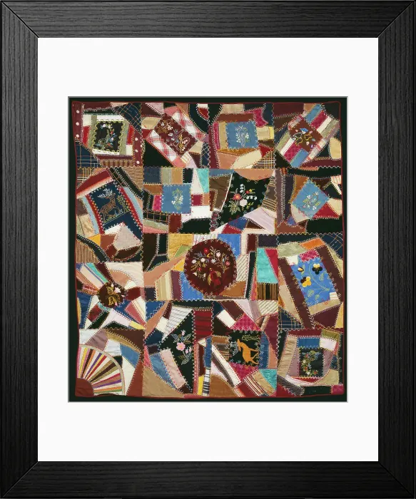 Framed Print : Bedcover (Crazy Quilt), United States, 1885. Creator: Unknown Framed Print : Bedcover (Crazy Quilt), United States, 1885. Creator: Unknown