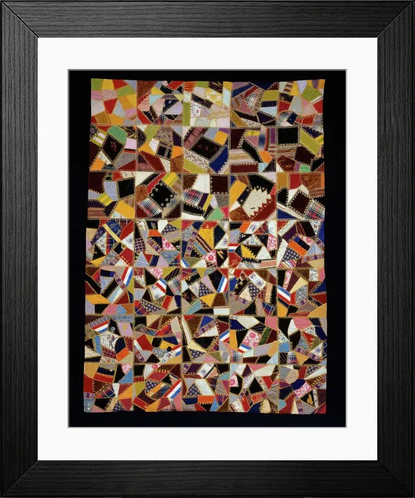 Framed Print : Bedcover (Crazy Quilt), United States, 1875 / 80. Creator: Unknown Framed Print : Bedcover (Crazy Quilt), United States, 1875 / 80. Creator: Unknown