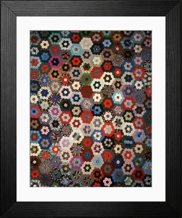 Framed Print : Bedcover (Mosaic or Honeycomb Quilt), United States, 1875 / 80. Creator: Unknown Framed Print : Bedcover (Mosaic or Honeycomb Quilt), United States, 1875 / 80. Creator: Unknown