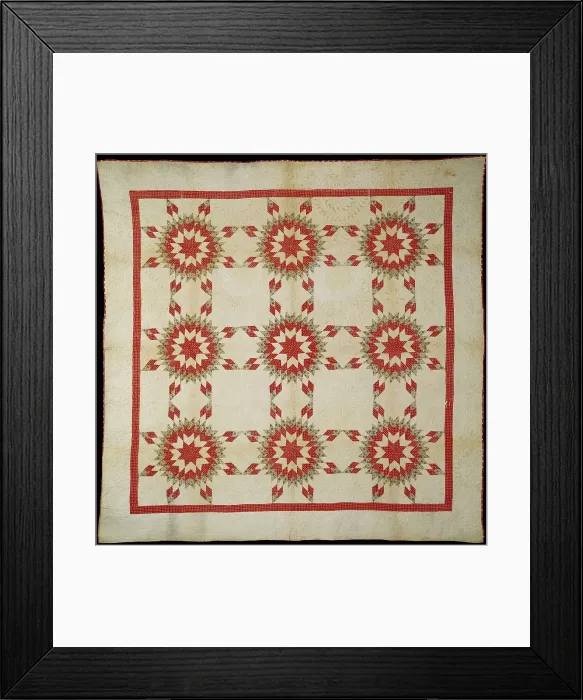 Framed Print : Bedcover (Sunburst Quilt), United States, c. 1850. Creator: Unknown Framed Print : Bedcover (Sunburst Quilt), United States, c. 1850. Creator: Unknown
