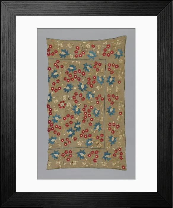 Framed Print : Fragment (Cover or Turban Cover), Turkey, 17th century. Creator: Unknown Framed Print : Fragment (Cover or Turban Cover), Turkey, 17th century. Creator: Unknown