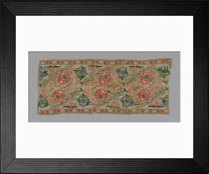 Framed Print : Fragment (Towel or Napkin Ends), Turkey, 19th century. Creator: Unknown
