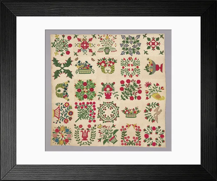Framed Print : Bedcover (Album Quilt), United States, 1845 / 50. Creator: Unknown Framed Print : Bedcover (Album Quilt), United States, 1845 / 50. Creator: Unknown
