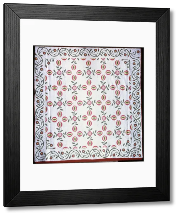 Framed Print : Bedcover in Pomegranate Pattern, United States, c. 1840. Creator: Unknown. Bedcover in Pomegranate Pattern, United States, c. 1840. Creator: Unknown Framed Print : Bedcover in Pomegranate Pattern, United States, c. 1840. Creator: Unknown. Bedcover in Pomegranate Pattern, United States, c. 1840. Creator: Unknown