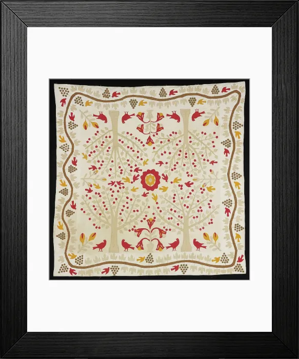 Framed Print : Bedcover (Cherry Trees and Robins Bride's Quilt), United States, 1820 / 50. Creator: Unknown Framed Print : Bedcover (Cherry Trees and Robins Bride's Quilt), United States, 1820 / 50. Creator: Unknown