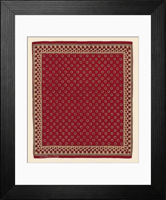 Framed Print : Handkerchief, United States, c. 1800. Creator: Unknown Framed Print : Handkerchief, United States, c. 1800. Creator: Unknown