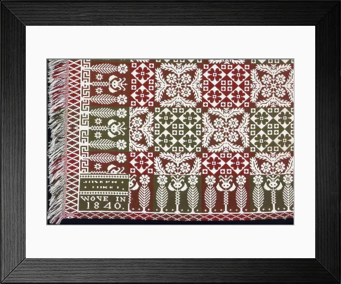 Framed Print : Coverlet, Pennsylvania, 1840. Creator: Unknown Framed Print : Coverlet, Pennsylvania, 1840. Creator: Unknown