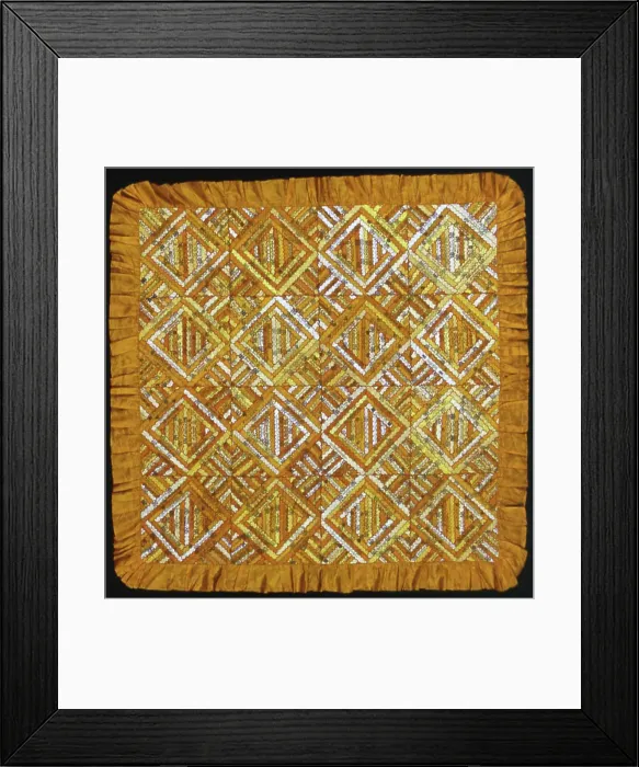 Framed Print : Bedcover (Cigar Ribbon Quilt), United States, 1880s. Creator: Unknown Framed Print : Bedcover (Cigar Ribbon Quilt), United States, 1880s. Creator: Unknown