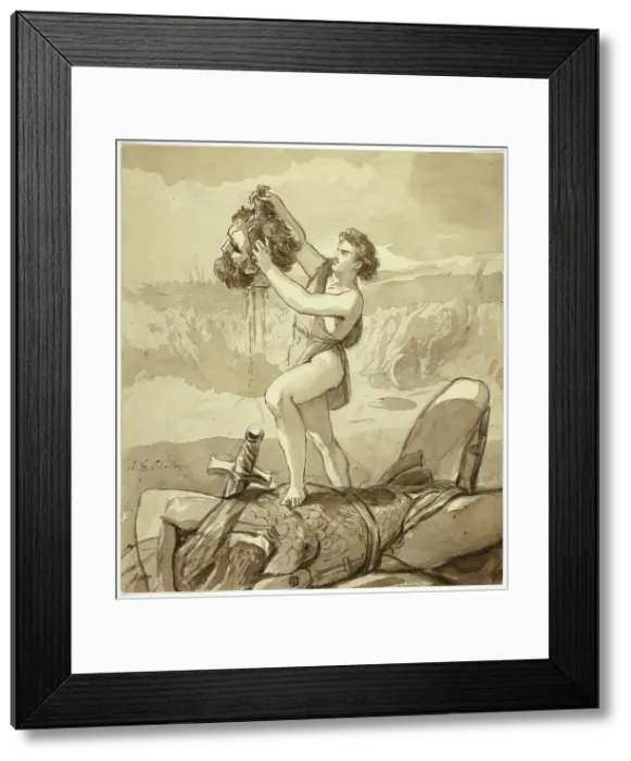 Framed Print : David and Goliath, n.d. Creator: Alfred Chalon