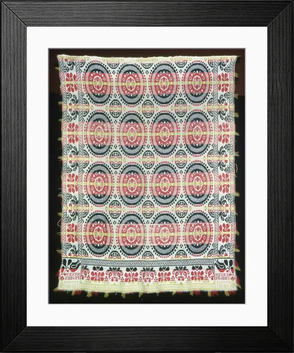 Framed Print : Coverlet, Pennsylvania, 1848. Creator: Unknown Framed Print : Coverlet, Pennsylvania, 1848. Creator: Unknown