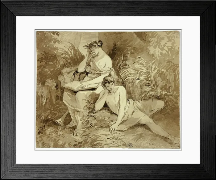 Framed Print : Muse and Poet, n.d. Creator: Alfred Chalon Framed Print : Muse and Poet, n.d. Creator: Alfred Chalon