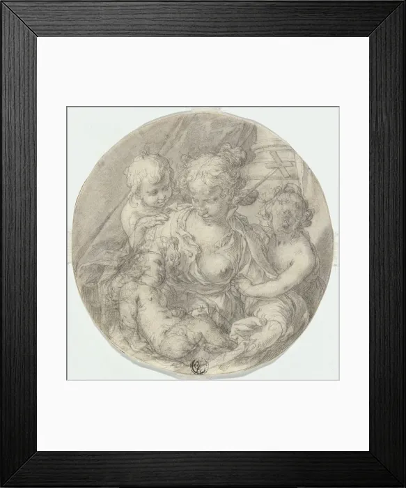 Framed Print : The Madonna with the Christ Child, with the infant John the Baptist and another Child, 1595 / 1605. Creator: Abraham Bloemaert Framed Print : The Madonna with the Christ Child, with the infant John the Baptist and another Child, 1595 / 1605. Creator: Abraham Bloemaert