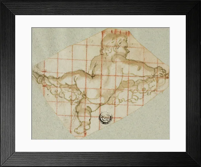 Framed Print : Putto with Garland, n.d. Creator: Andrea Lilio Framed Print : Putto with Garland, n.d. Creator: Andrea Lilio
