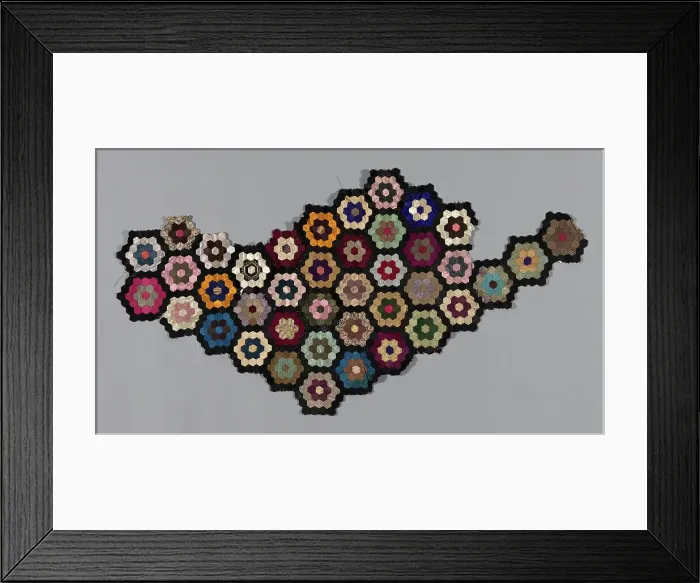 Framed Print : Fragment from Bedcover (Mosaic or Honeycomb Quilt), United States, 1876. Creator: Unknown Framed Print : Fragment from Bedcover (Mosaic or Honeycomb Quilt), United States, 1876. Creator: Unknown