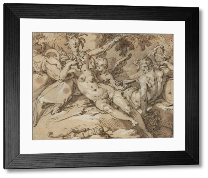 Framed Print : Venus and Bacchus (Without Ceres and Bacchus Venus would Frieze), 1590-95. Creator: Abraham Bloemaert Framed Print : Venus and Bacchus (Without Ceres and Bacchus Venus would Frieze), 1590-95. Creator: Abraham Bloemaert