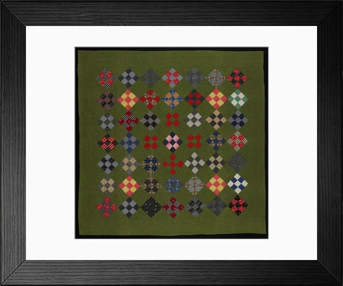 Framed Print : Bedcover ('Nine Patch Quilt), United States, late 19th century. Creator: Unknown. Bedcover ('Nine Patch Quilt), United States, late 19th century. Creator: Unknown