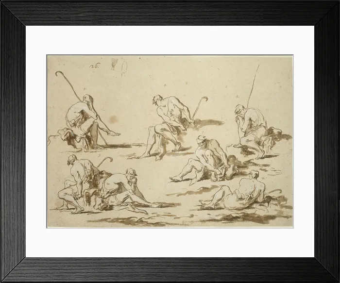 Framed Print : Study Sheet with Seated Figures, 1705 / 15. Creator: Alessandro Magnasco Framed Print : Study Sheet with Seated Figures, 1705 / 15. Creator: Alessandro Magnasco