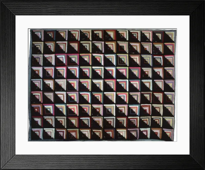 Framed Print : Bedcover (Log Cabin Quilt), Illinois, Late 1880s. Creator: Unknown