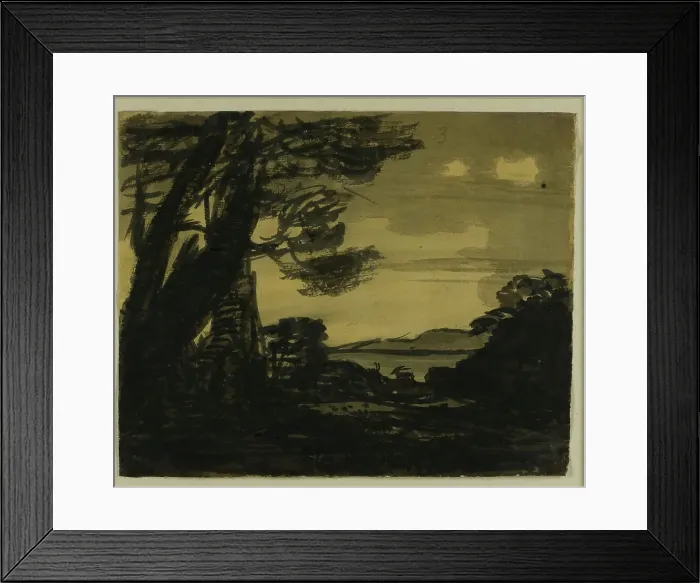Framed Print : Goats on the Edge of a Lake, 1760s. Creator: Alexander Cozens Framed Print : Goats on the Edge of a Lake, 1760s. Creator: Alexander Cozens