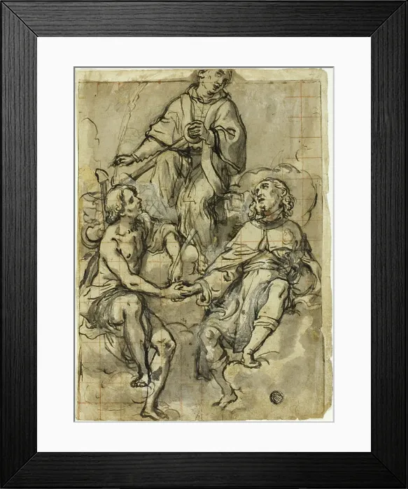 Framed Print : Saint Clement Flanked by Saints Sebastian and Roch, n.d. Creator: Andrea Lilio Framed Print : Saint Clement Flanked by Saints Sebastian and Roch, n.d. Creator: Andrea Lilio