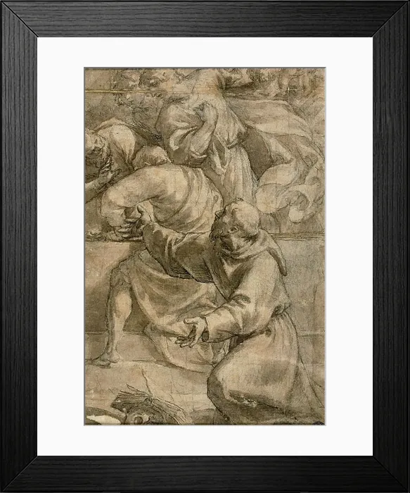 Framed Print : Fragment of an Assumption (?) Scene: Apostles, with Saint Francis of Assisi in the... 1614 / 15. Creator: Alessandro Turchi Framed Print : Fragment of an Assumption (?) Scene: Apostles, with Saint Francis of Assisi in the... 1614 / 15. Creator: Alessandro Turchi