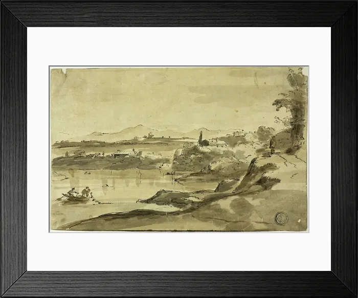 Framed Print : Landscape with Fisherman in Lake, n.d. Creator: Adam Pynacker Framed Print : Landscape with Fisherman in Lake, n.d. Creator: Adam Pynacker