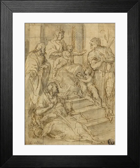 Framed Print : Holy Family with the Infant Saint John the Baptist and Two Male Saints, n.d. Creator: Alessandro Albini Framed Print : Holy Family with the Infant Saint John the Baptist and Two Male Saints, n.d. Creator: Alessandro Albini